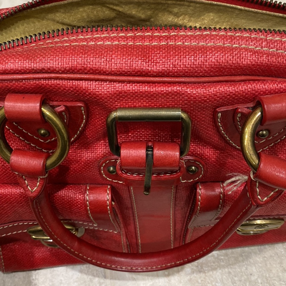 MARC JACOBS Red Coated Canvas Venetia Satchel Bag - Picture 12 of 14